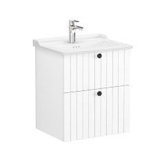 Vitra Root Groove 69422 Lavabo Dolabı, İki Çekmeceli, 60 Cm, Mat Beyaz, Klasik Lavabolu